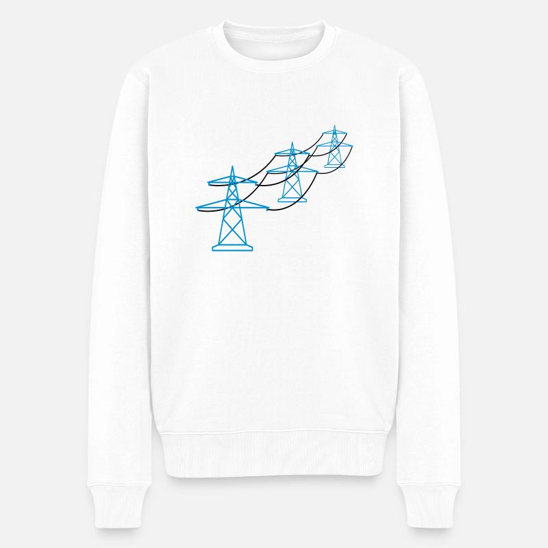 reihe muster viele trasse strom mast strommast ele - Männer Premium Bio Pullover - Weiß
