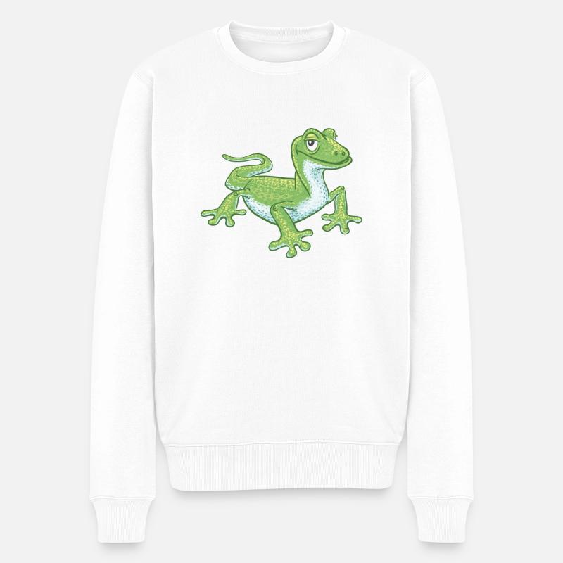 gecko vert - Pull Premium bio Homme - blanc
