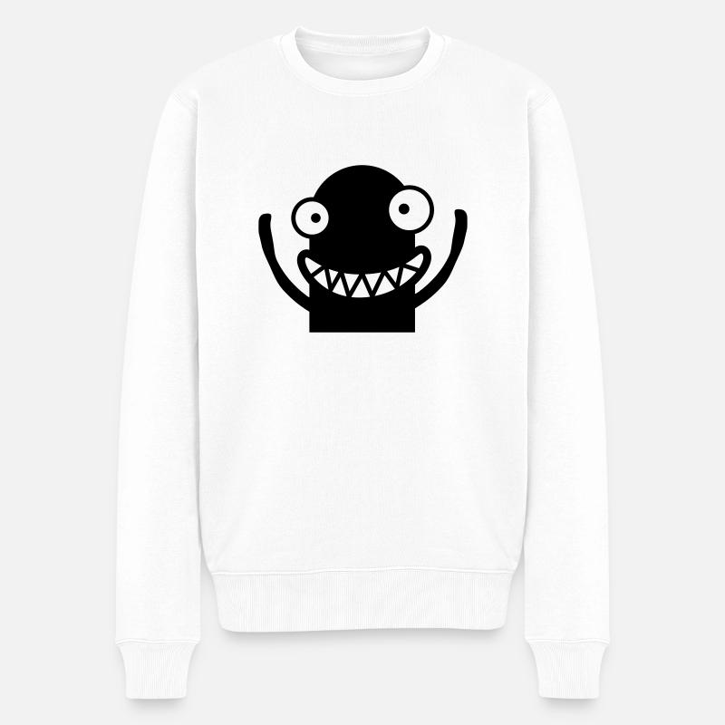 Funny Monster - Männer Premium Bio Pullover - Weiß