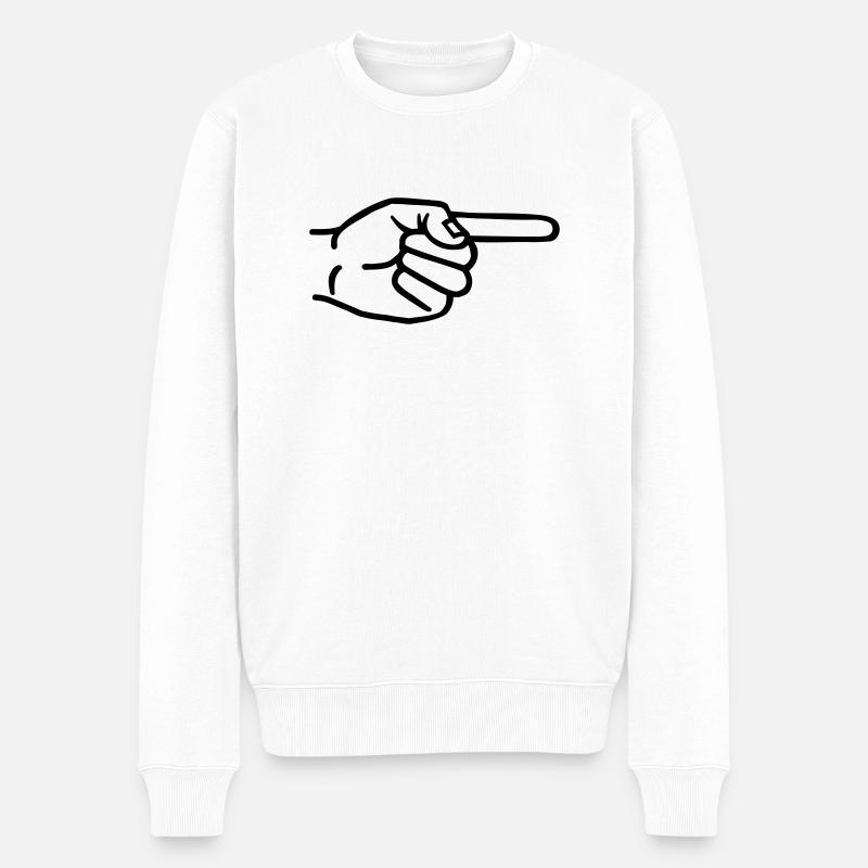 Finger - Männer Premium Bio Pullover - Weiß