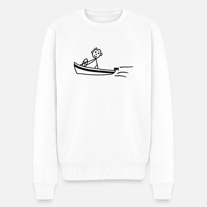 Motorboot - Boot - Männer Premium Bio Pullover - Weiß