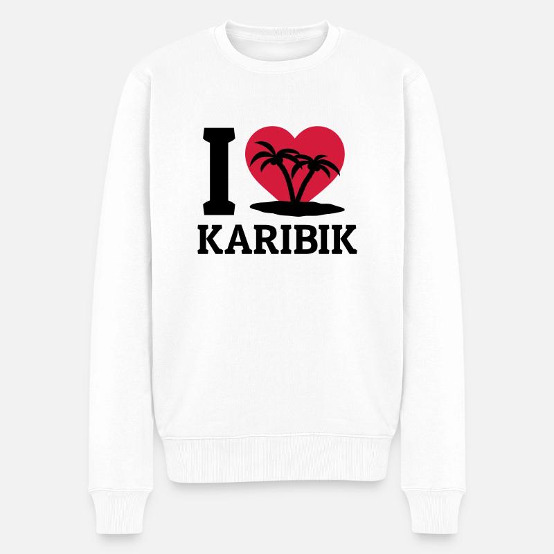 I love Karibik - Männer Premium Bio Pullover - Weiß