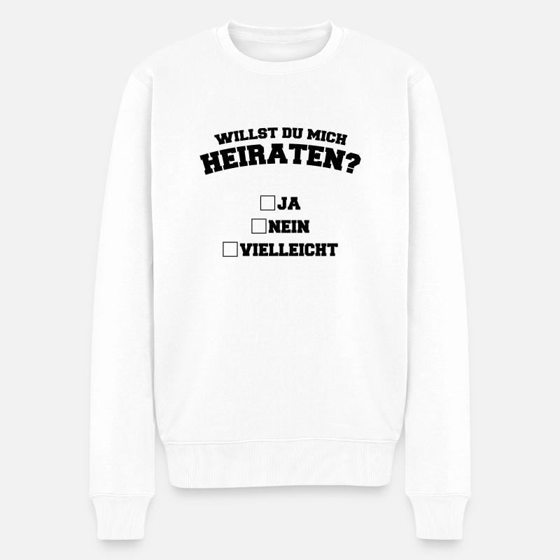 willst_du_mich_heiraten_1 - Männer Premium Bio Pullover - Weiß