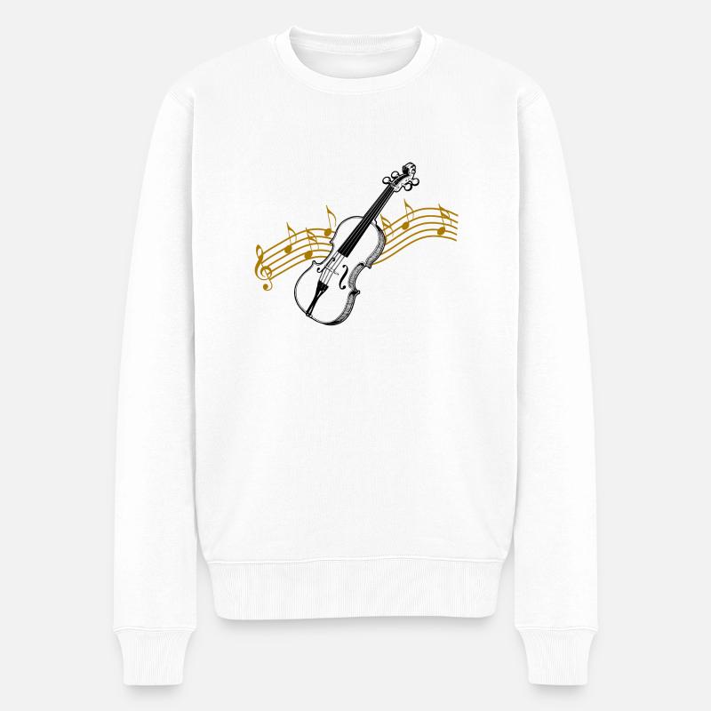 Geige mit Noten / Geige - Männer Premium Bio Pullover - Weiß
