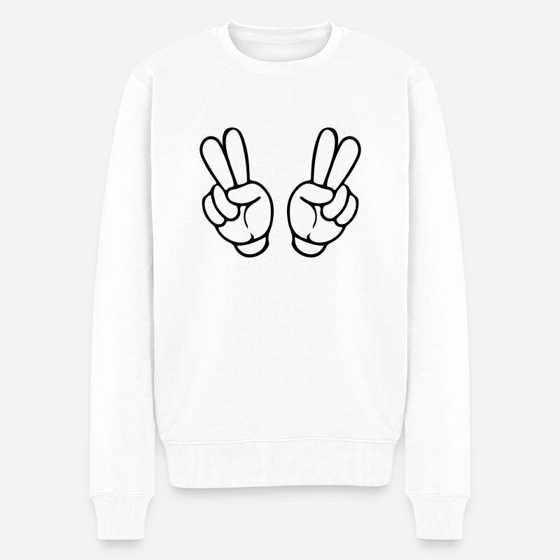 hands peace comic - Männer Premium Bio Pullover - Weiß