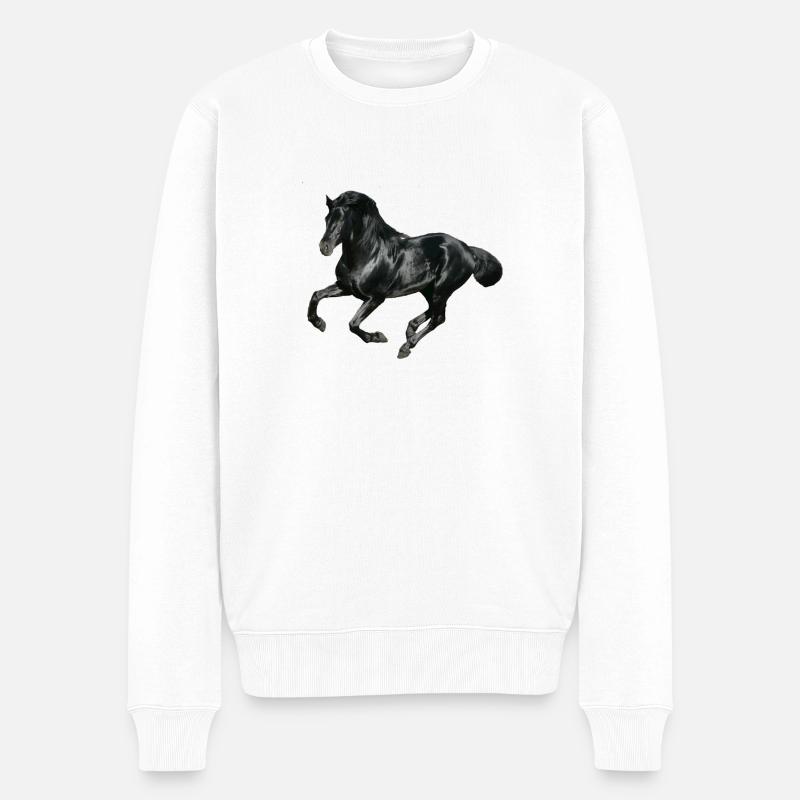 Pferd - Männer Premium Bio Pullover - Weiß