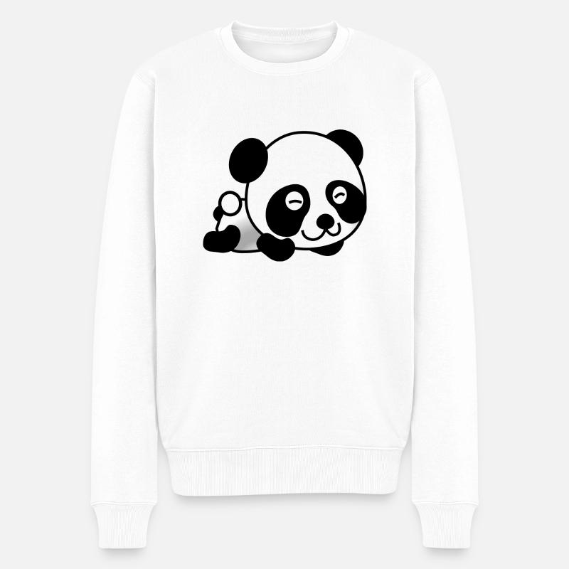 Panda - Männer Premium Bio Pullover - Weiß