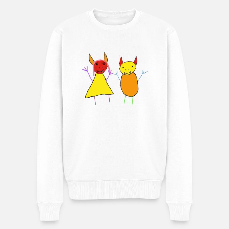 Teufel Paar - Devil Bunt - Monster - Männer Premium Bio Pullover - Weiß