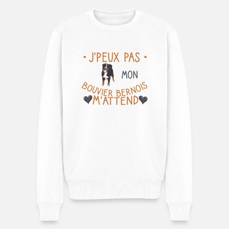 J'peux pas mon bouvier bernois m'attend. humour - Pull Premium bio Homme - blanc