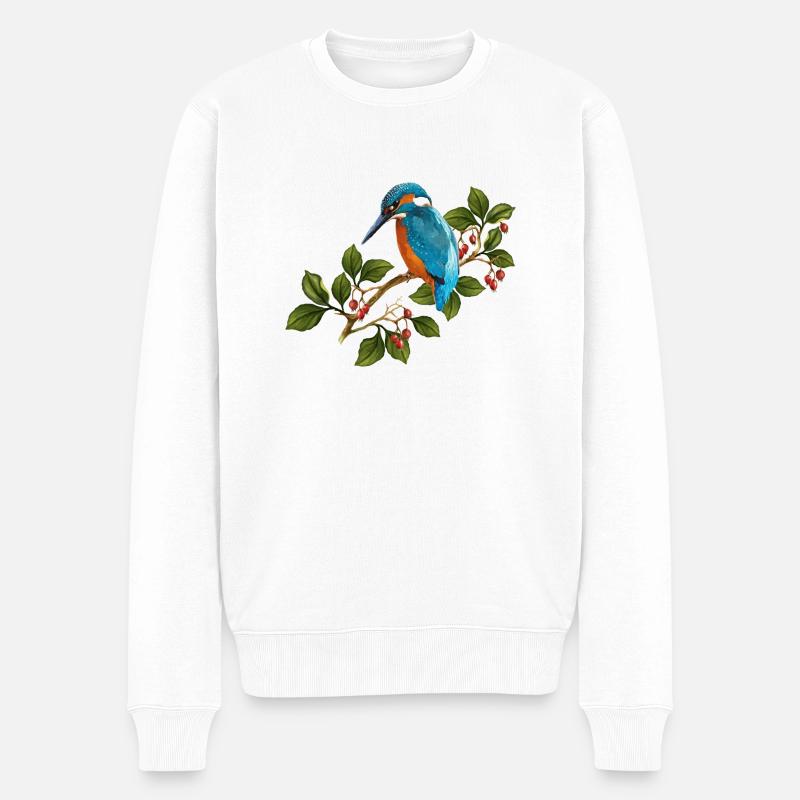 Bunte Vogel - Männer Premium Bio Pullover - Weiß