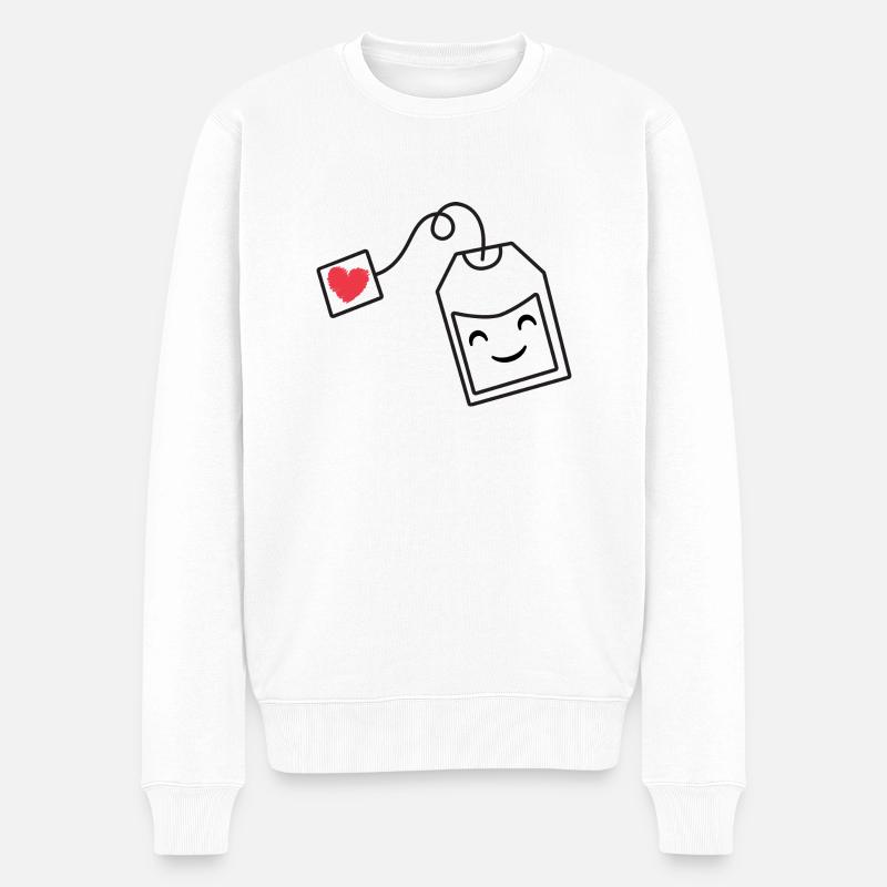 Beutel mit glücklichen Tee - Männer Premium Bio Pullover - Weiß