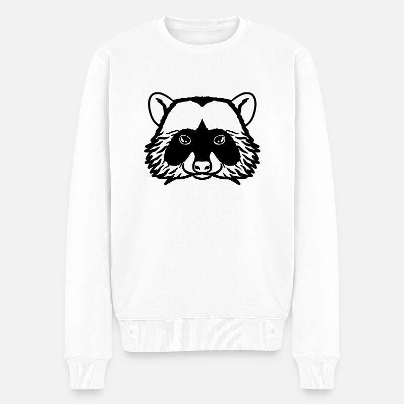 Waschbär schwarz - Männer Premium Bio Pullover - Weiß