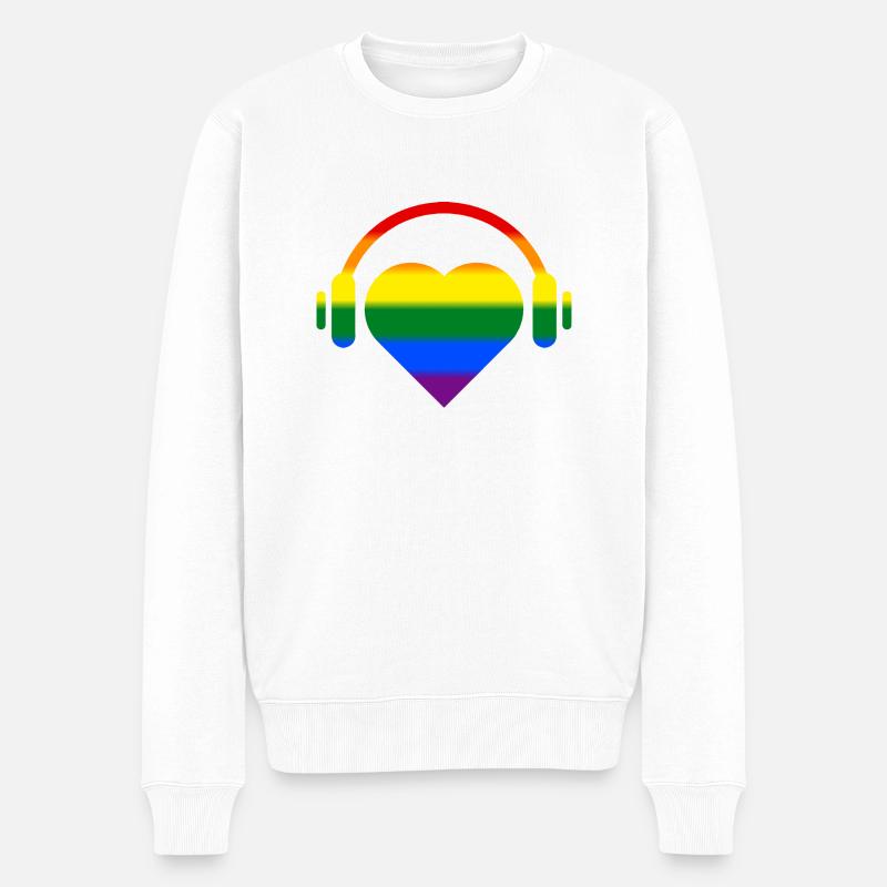 Music Lover Pride - Männer Premium Bio Pullover - Weiß