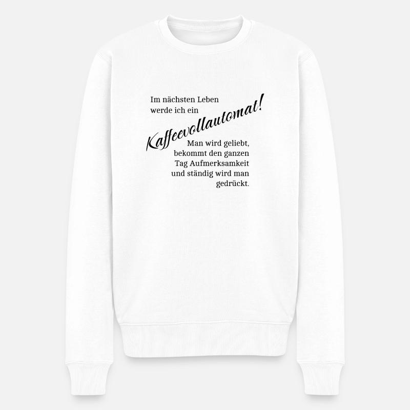 Kaffeevollautomat - Männer Premium Bio Pullover - Weiß