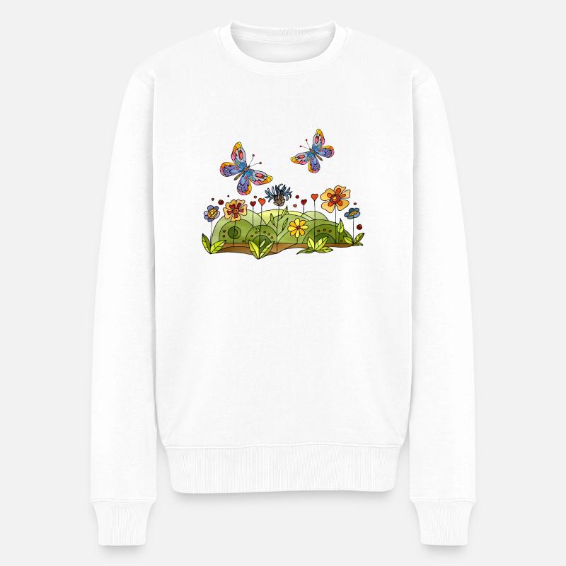 Schmetterlinge - Männer Premium Bio Pullover - Weiß