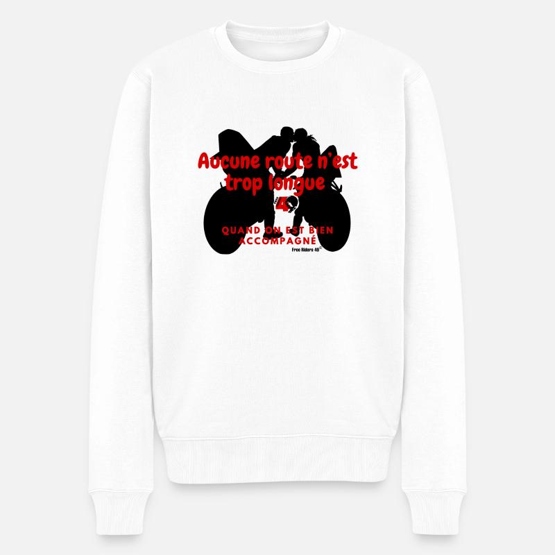 FR49-Aucune route n’est trop longue version Red - Pull Premium bio Homme - blanc