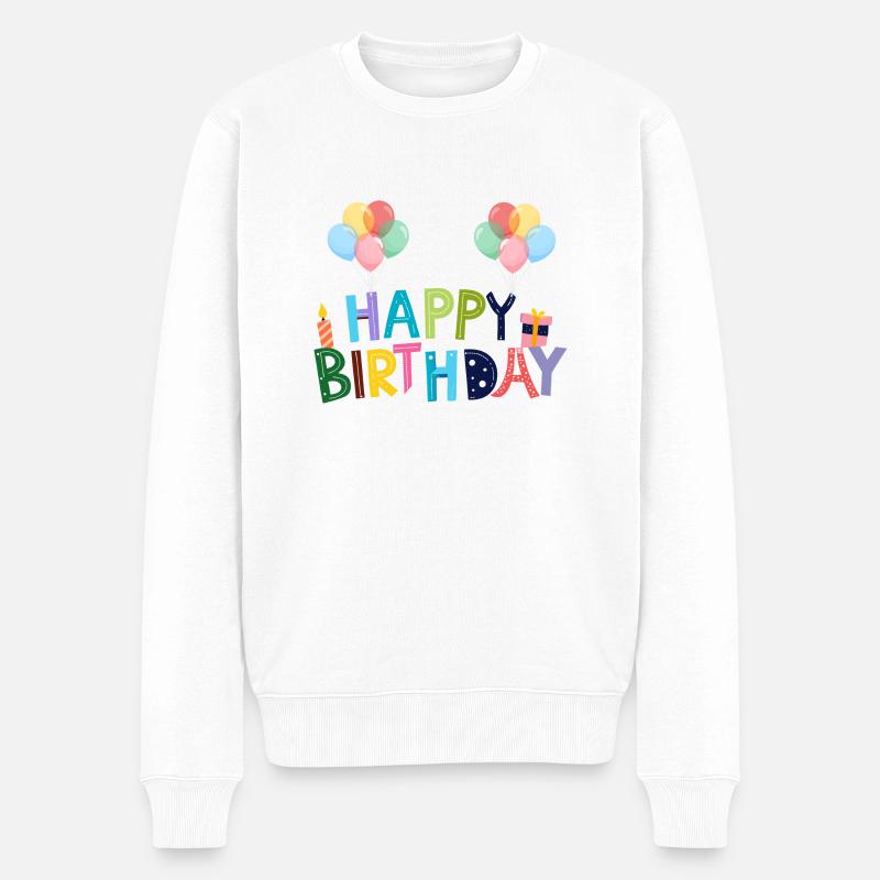Happy Birthday - Männer Premium Bio Pullover - Weiß