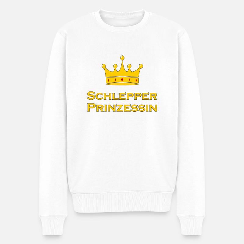 Schlepper Prinzessin – Krönendes Design - Männer Premium Bio Pullover - Weiß