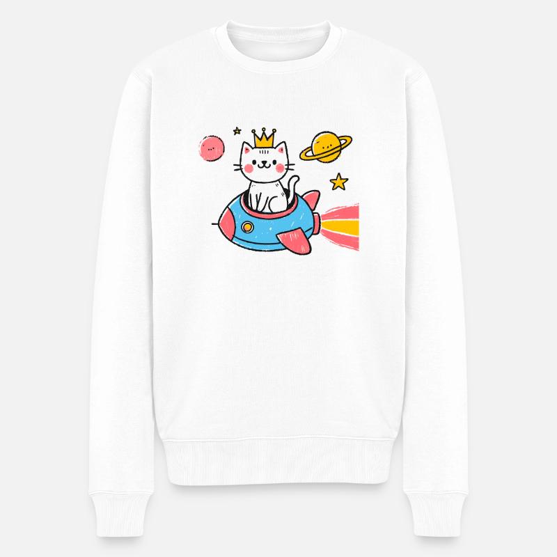 Chat dans l’espace - Pull Premium bio Homme - blanc