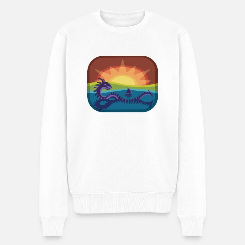 Loch Monster in Regenbogenlandschaft - Männer Premium Bio Pullover - Weiß