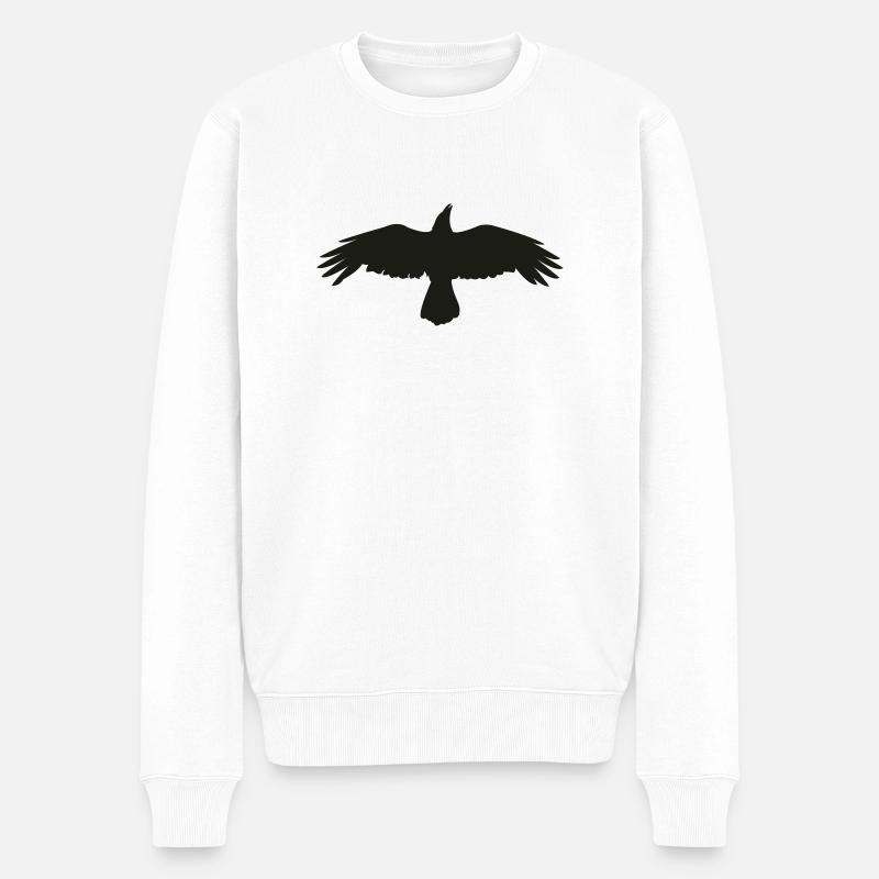 CROW - Männer Premium Bio Pullover - Weiß