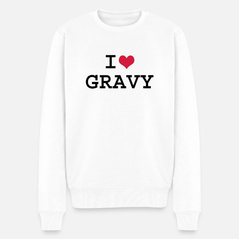 Ich liebe Gravy - Männer Premium Bio Pullover - Weiß