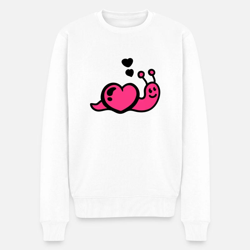 Herz Schnecke - Männer Premium Bio Pullover - Weiß