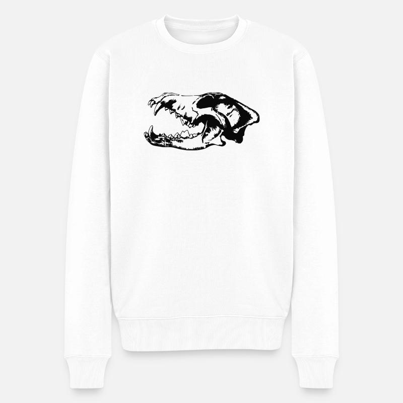 Loup Skull - Pull Premium bio Homme - blanc