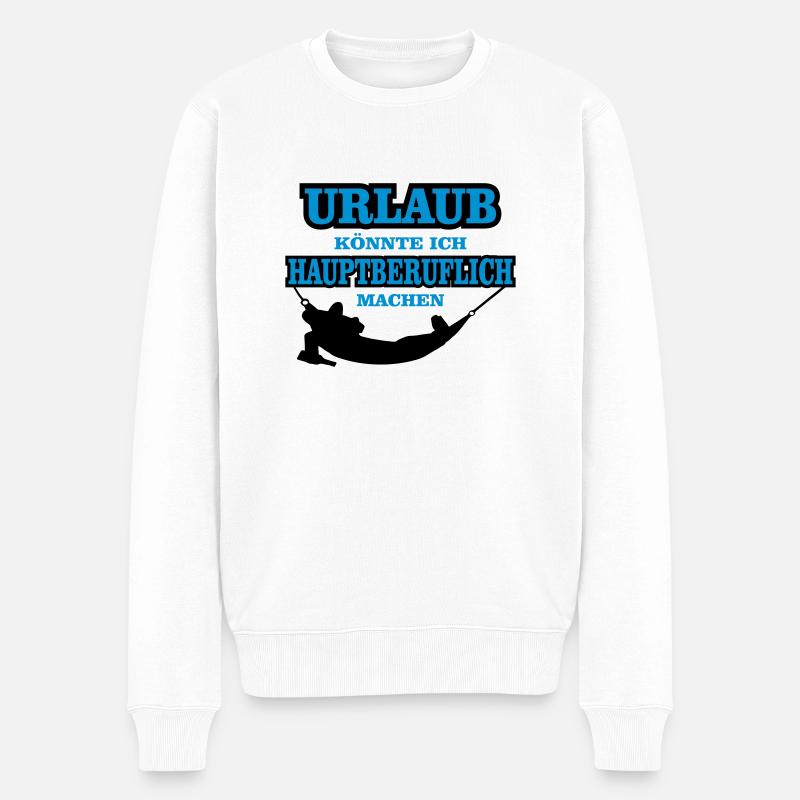 urlaub als beruf weltreise - Männer Premium Bio Pullover - Weiß