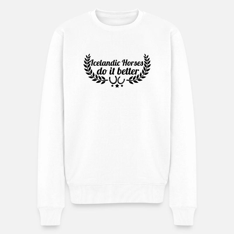 Icelandic horses - Isländer - Männer Premium Bio Pullover - Weiß