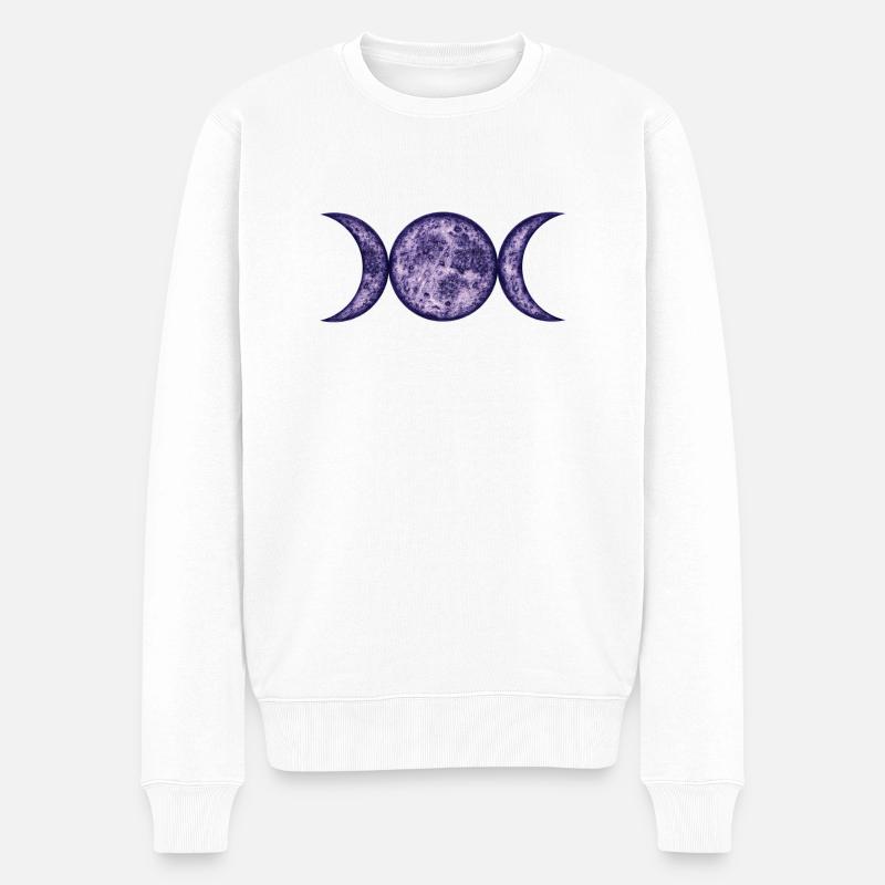 Mondphasen-purple-wicca - Männer Premium Bio Pullover - Weiß