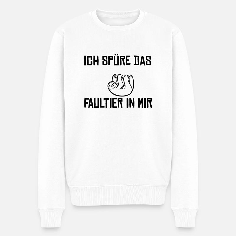 Ich spüre das Faultier - Männer Premium Bio Pullover - Weiß