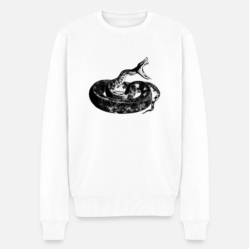 Snake Illustration Terrarium Reptilien - Männer Premium Bio Pullover - Weiß