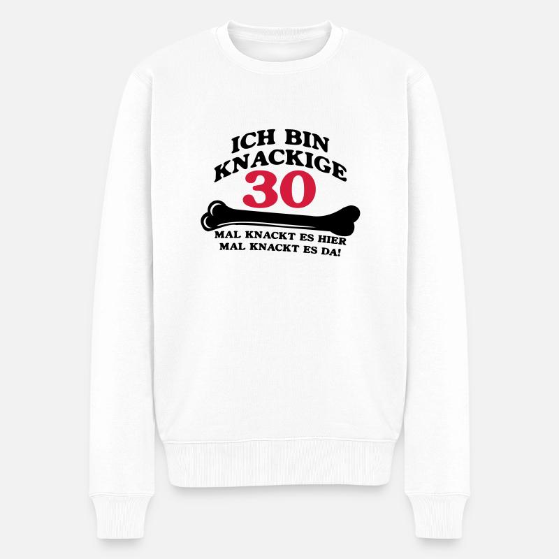 Anniversaire - je suis Crunchy 30 - Pull Premium bio Homme - blanc