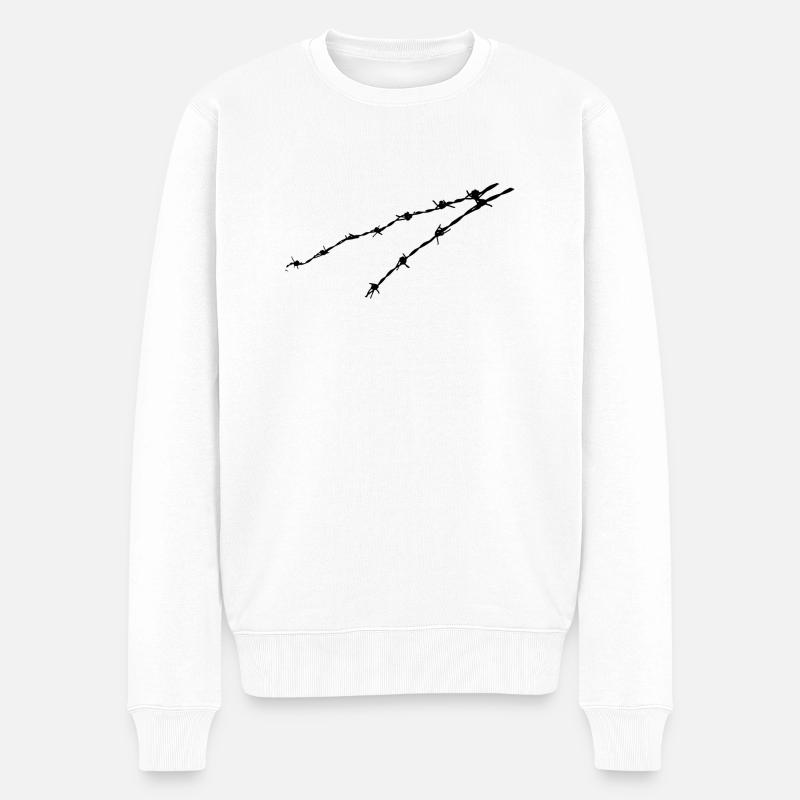 Stacheldraht - Männer Premium Bio Pullover - Weiß