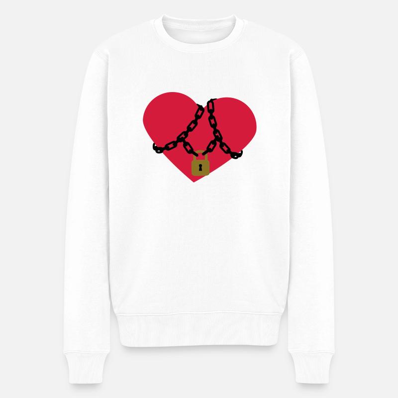 locked_heart - Pull Premium bio Homme - blanc