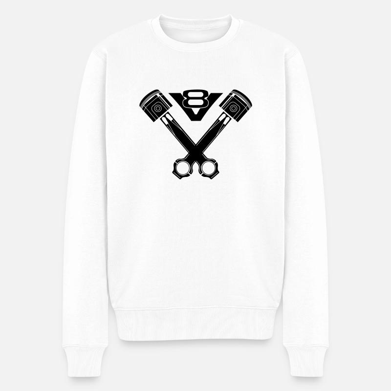 V8 Eight Cylinder Engine - Men's Premium Organic Jumper - white