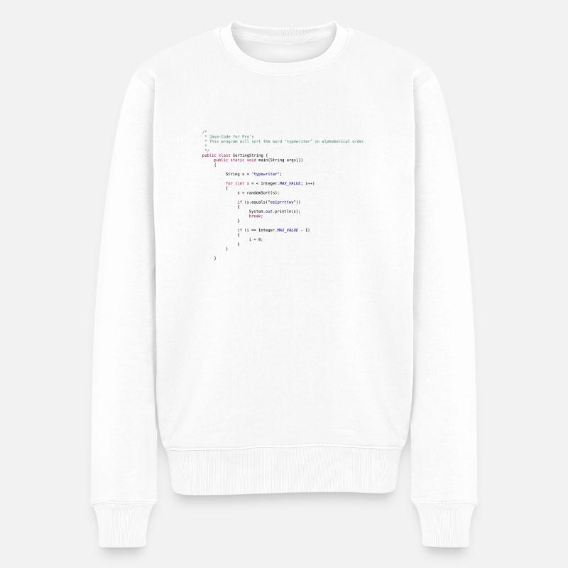lustiger Java Code zum Sortieren - Männer Premium Bio Pullover - Weiß
