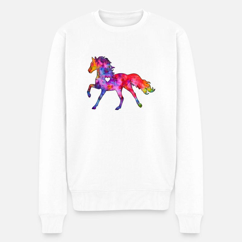 Pferd mit Herz - Männer Premium Bio Pullover - Weiß