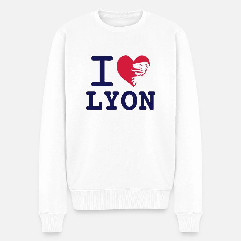 Ich liebe Lyon - Männer Premium Bio Pullover - Weiß