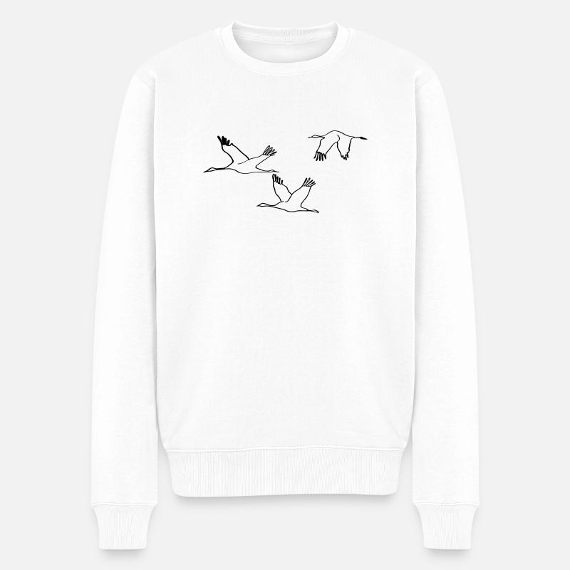 Kraniche - Männer Premium Bio Pullover - Weiß