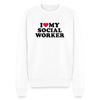 Sozialarbeiter - Männer Premium Bio Pullover - Weiß - Vorne - Thijin (182cm)