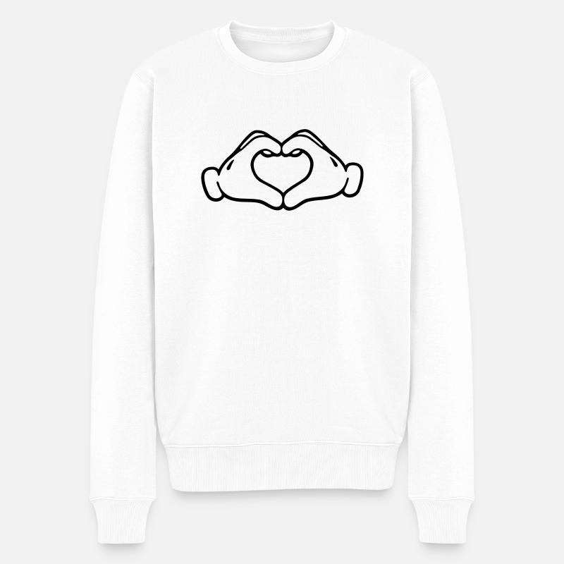 Love hand - Pull Premium bio Homme - blanc