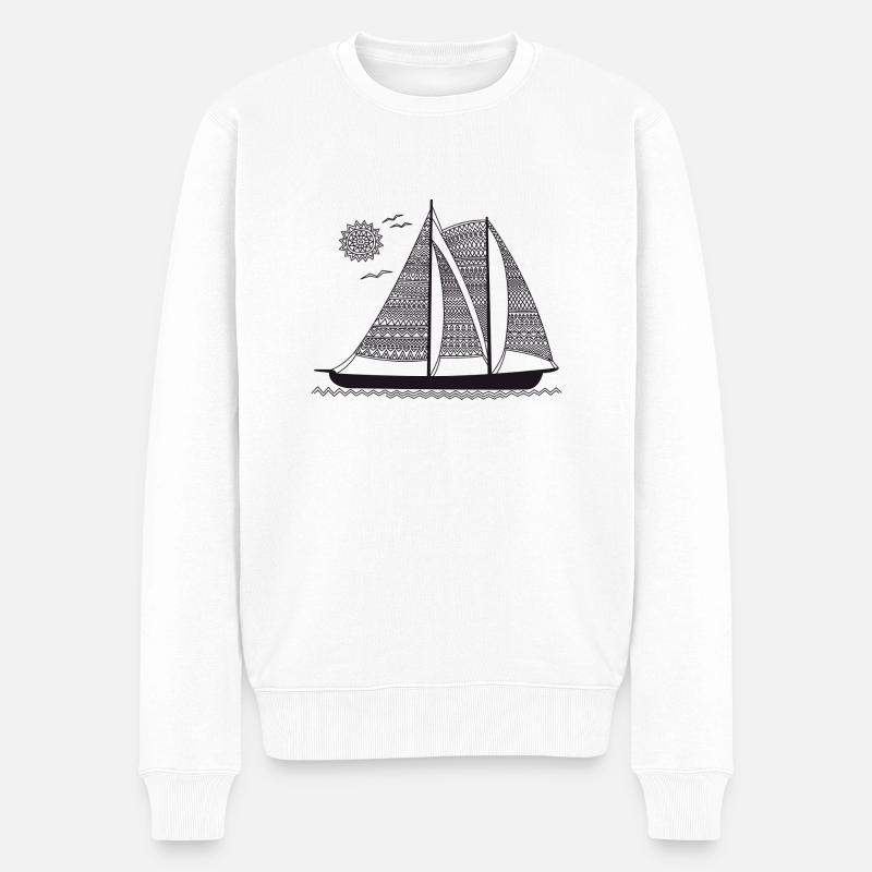 schiff ethno - Männer Premium Bio Pullover - Weiß