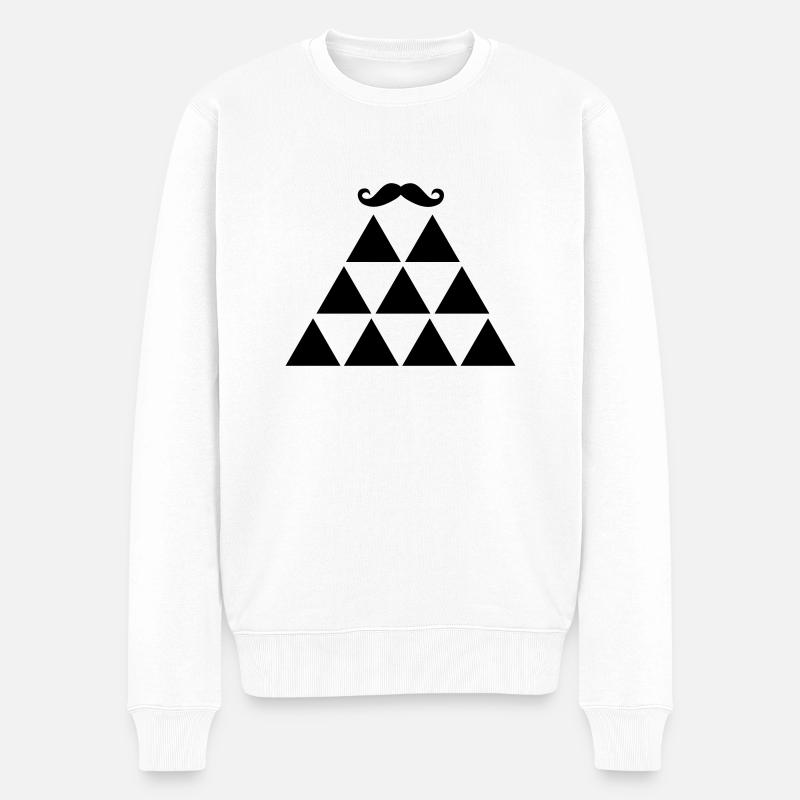 Pyramide Moustache - Männer Premium Bio Pullover - Weiß