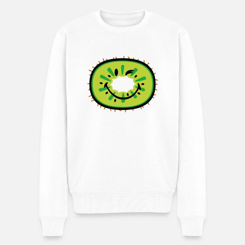 Smiley Kiwi - Männer Premium Bio Pullover - Weiß