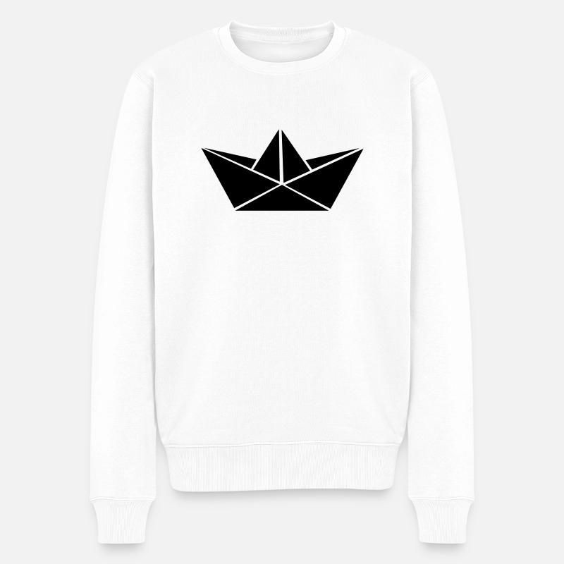 papierboot_01 - Männer Premium Bio Pullover - Weiß