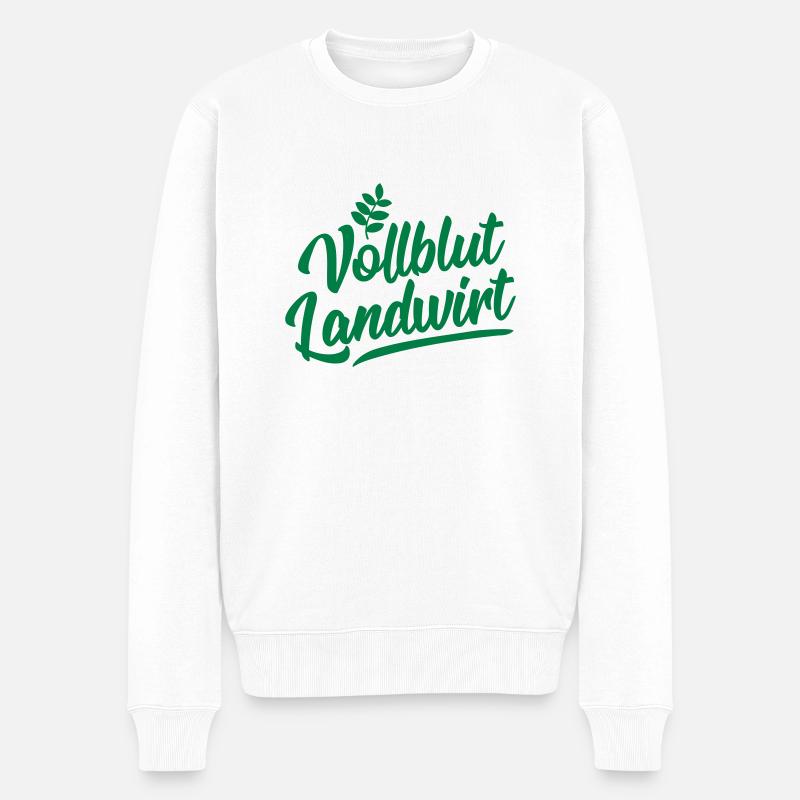 vollblut landwirt design - Männer Premium Bio Pullover - Weiß