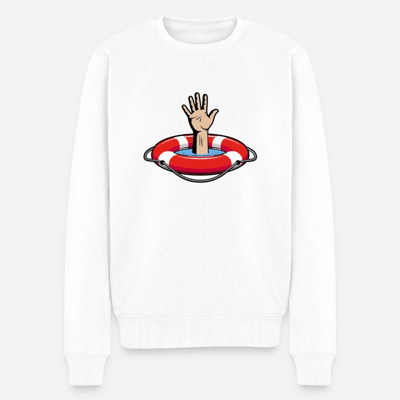 Schwimmring & Seenot Design - Männer Premium Bio Pullover - Weiß