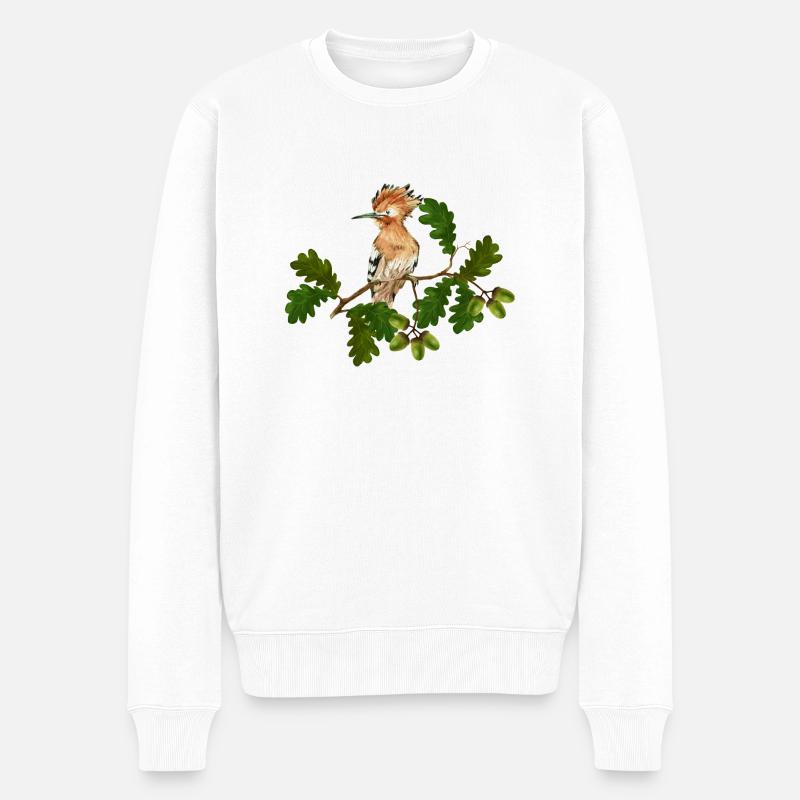 Bunter Vogel - Männer Premium Bio Pullover - Weiß